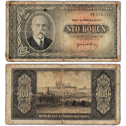 Czechoslovakia N.D (1945) 100 Korun Note P #63a - Circulated