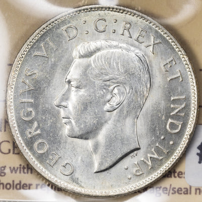 SOLD Canada 1947 Straight 7 50 Cents Silver Coin - ICCS MS-64