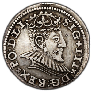 SOLD Duchy of Livonia 1590 Riga 3 Grossus Silver Coin - Cracked Planchet