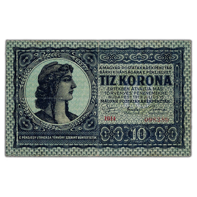 SOLD Hungary 1919 10 Korona Note P #37 - VF+