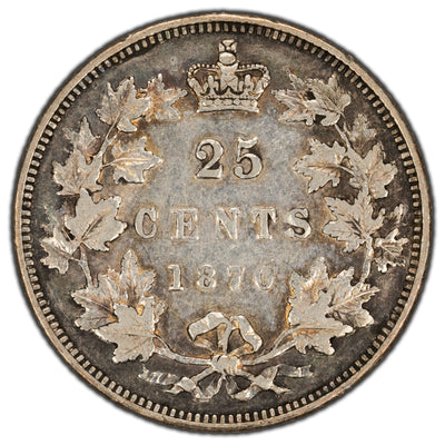 Canada 1870 25 Cents Quarter Silver Coin