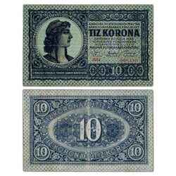 Hungary 1919 10 Korona Note P #37 - VF+