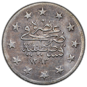 SOLD Turkey AH1293 (1895) Year 23 1 Kurush Silver Coin KM #736