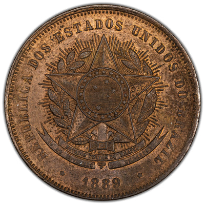 Brazil 1889 20 Reis Coin KM #490