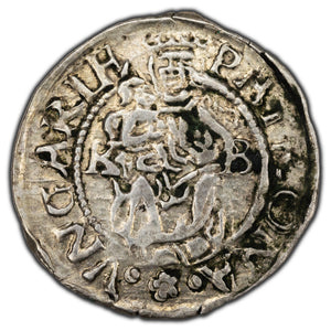 SOLD Hungary Maximilian I 1576 K-B Denier Silver Coin EH #767a