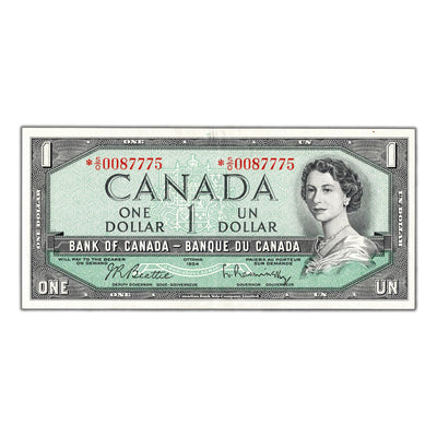 SOLD $1 1954 Bank of Canada Note *S/O Replacement Prefix BC-37bA - EF/AU