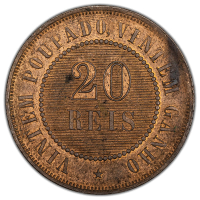 Brazil 1889 20 Reis Coin KM #490