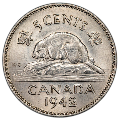 Canada 1942 Nickel 5 Cents Coin - MS-62