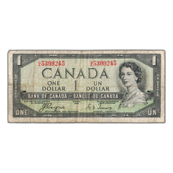 $1 1954 Bank of Canada Note Devil Face G/A Prefix BC-29a - Fine