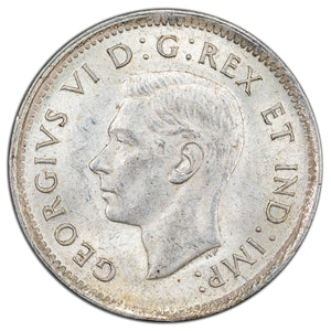 Canada 1943 10 Cents Dime Silver Coin - AU+