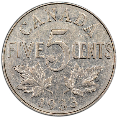 Canada 1933 5 Cents Nickel Coin - Scratches