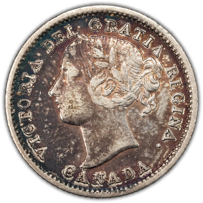 Canada 1870 Narrow 0/0 10 Cents Dime Silver Coin - Very Fine