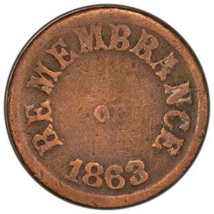 SOLD United States 1863 Civil War Token - Not One Cent / Remembrance F246/291bg