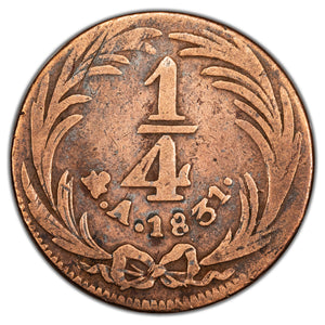 SOLD Mexico 1831 1/4 Real KM #358 - Cleaned