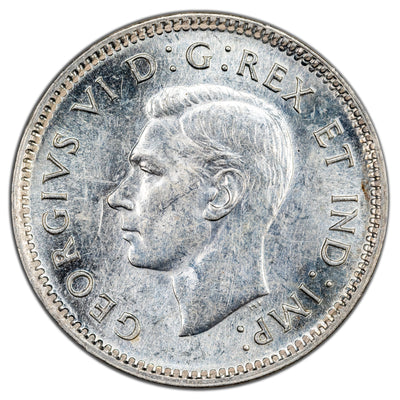 Canada 1943 10 Cents Dime Silver Coin - AU-55