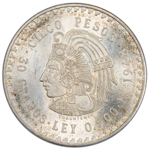 SOLD Mexico 1948 5 Five Pesos Silver Coin - BU