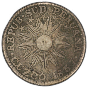 SOLD Peru 1837-BA Cuzco 2 Reales Silver Coin KM #169.1