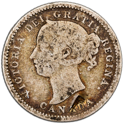 Canada 1891 22 Leaves 10 Cents Dime Silver Coin - Damage