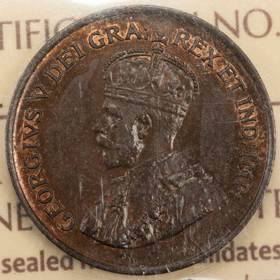 SOLD Canada 1927 1 Small Cent Coin - ICCS MS-63 Lustrous Brown