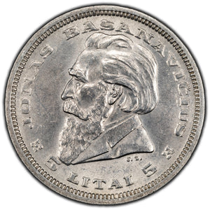 SOLD Lithuania 1936 5 Litai Silver Coin KM #82