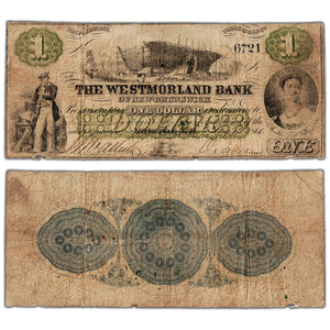 The Westmorland Bank 1861 $1 Note #800-12-02 - Circulated