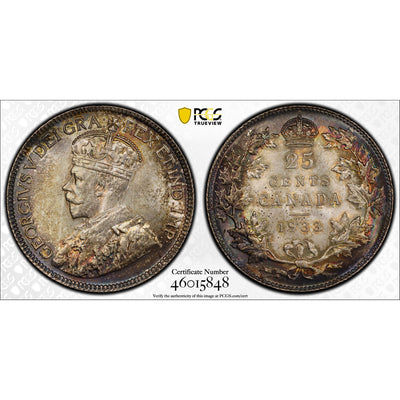 SOLD Canada 1933 25 Cents Silver Coin - PCGS MS-66