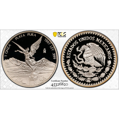 SOLD Mexico 1997 1oz .999 Fine Silver Libertad - 1500 Mintage Proof - PCGS PR-69