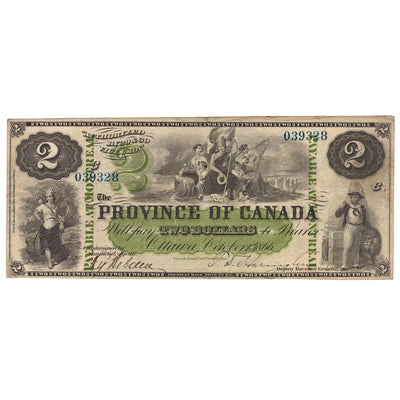 SOLD $2 1866 Province of Canada Note Payable at Montreal PC-3a