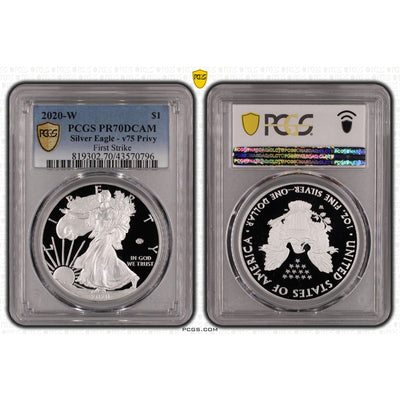 SOLD United States 2020-W 1oz .999 Fine Silver Eagle v75 Privy - PCGS PR-70 DCAM