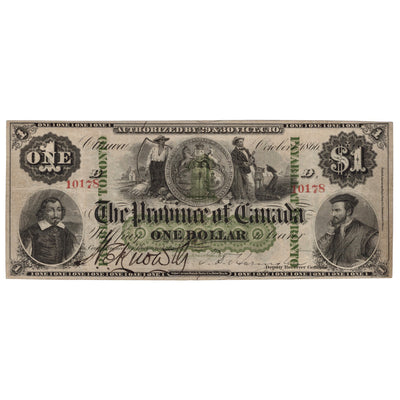 SOLD $1 1866 Province of Canada Note Payable at Toronto PC-2b