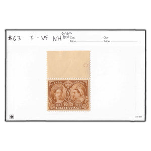 SOLD Canada 1897 $3 Dollars Stamp Scott #63 - F/VF - Never Hinged (gum bend)