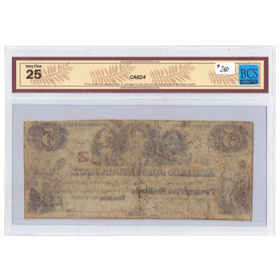 SOLD $5 1849 Canada Farmers Joint Stock Bank Note - BCS VF-25