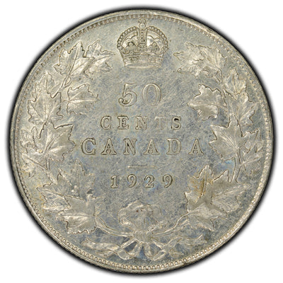 Canada 1929 50 Cents Silver Coin - EF-40