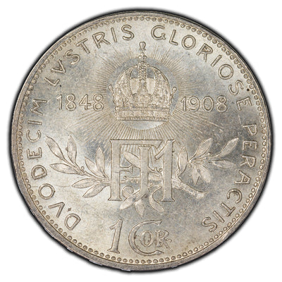 SOLD Austria 1908 60th Year Of Reign Corona Silver Coin KM #2808
