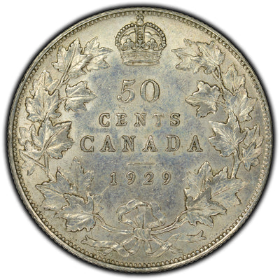 SOLD Canada 1929 50 Cents Silver Coin - EF-45