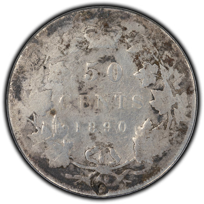 SOLD Canada 1890-H 50 Cents Silver Coin Key Date - Scratched Plugged Hole