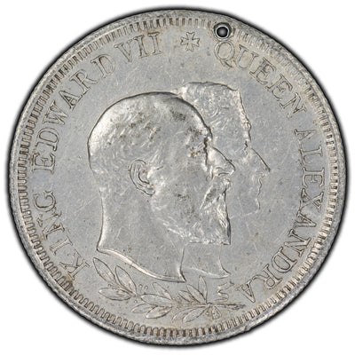 Great Britain 1902 King Edward VII Coronation Aluminium Medal - Holed