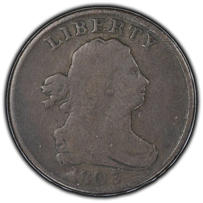 SOLD United States 1803 1/2 Cent Drapped Bust Coin