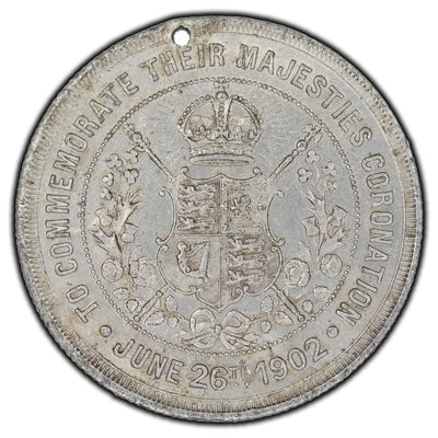 Great Britain 1902 King Edward VII Coronation Aluminium Medal - Holed