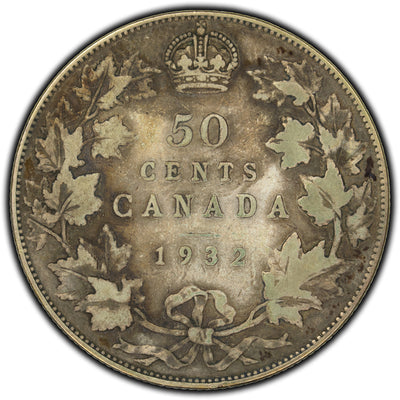 SOLD Canada 1932 50 Cents Silver Coin - VG-8