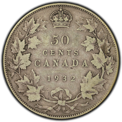 SOLD Canada 1932 50 Cents Silver Coin - VG-10