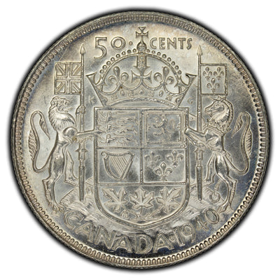 SOLD Canada 1940 50 Cents Silver Coin - AU-55
