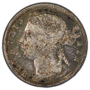 Straits Settlements 1891 10 Cents Silver Coin KM #11 - EF-40