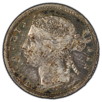 Straits Settlements 1891 10 Cents Silver Coin KM #11 - EF-40