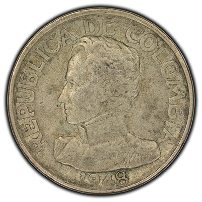 SOLD Colombia 1948 50 Centavos Silver Coin KM #209