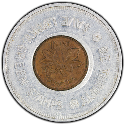 SOLD Canada 1963 1 Cent Coin Encased Good Luck Token
