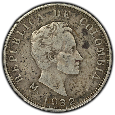 SOLD Colombia 1932 50 Centavos Silver Coin KM #193.1 - Light Rim Hits