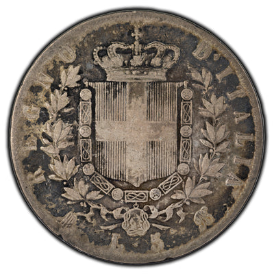 SOLD Italy 1874 5 Lire Silver Coin KM #8.3