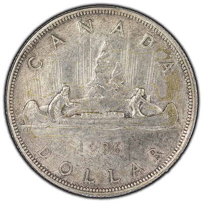 SOLD Canada 1936 $1 Dollar Silver Coin - Hairlines
