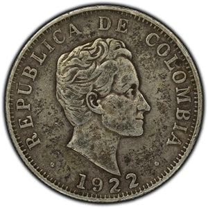 SOLD Colombia 1922 50 Centavos Silver Coin KM #193.1